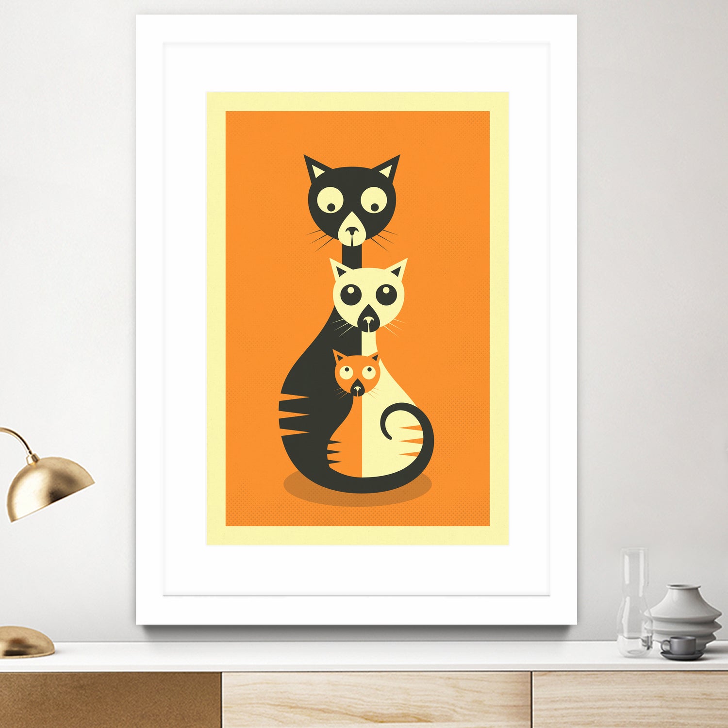 3 Cats by Jazzberry Blue on GIANT ART - orange vector illustration