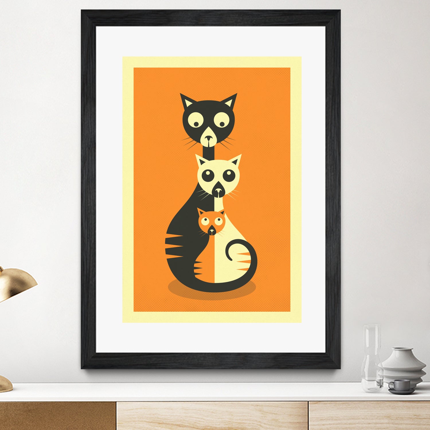 3 Cats by Jazzberry Blue on GIANT ART - orange vector illustration