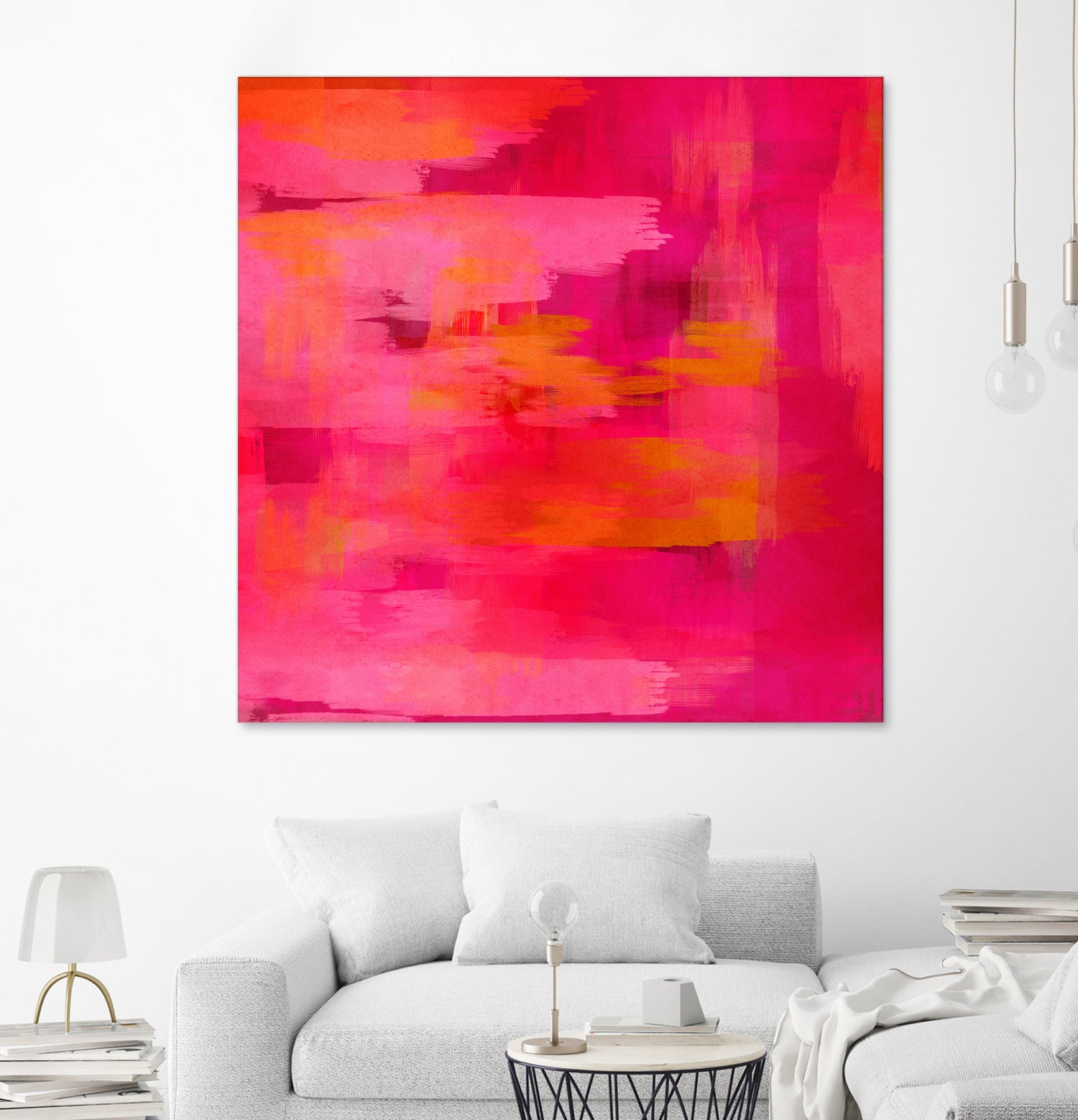 Abstract brushstrokes in pastel pinks and oranges by Mar Cantón on GIANT ART - white digital painting