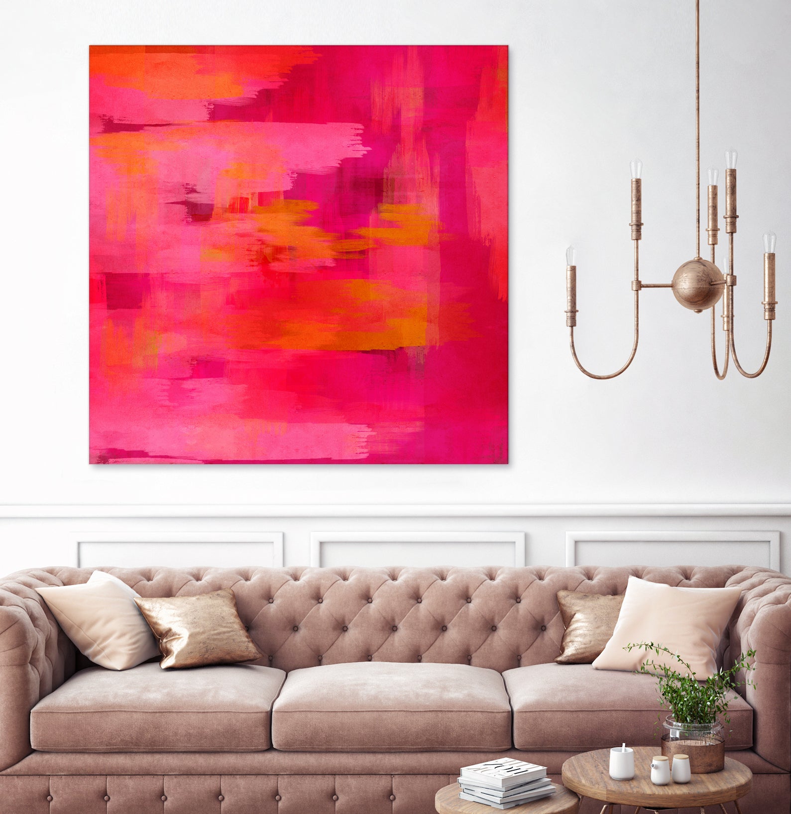 Abstract brushstrokes in pastel pinks and oranges by Mar Cantón on GIANT ART - white digital painting