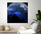 Man Hiking Night Sky A Visual Art by Rushikesh Jadhav on GIANT ART - blue digital drawing