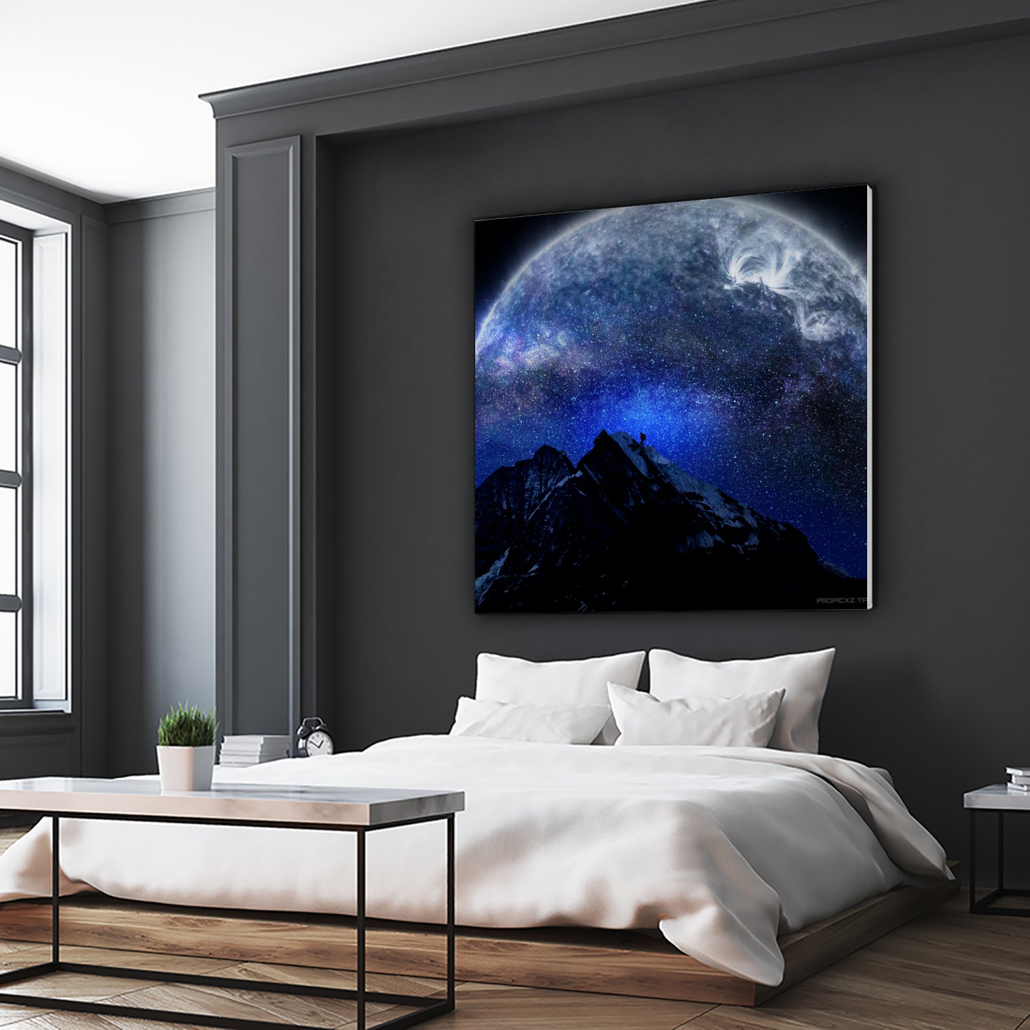 Man Hiking Night Sky A Visual Art by Rushikesh Jadhav on GIANT ART - blue digital drawing