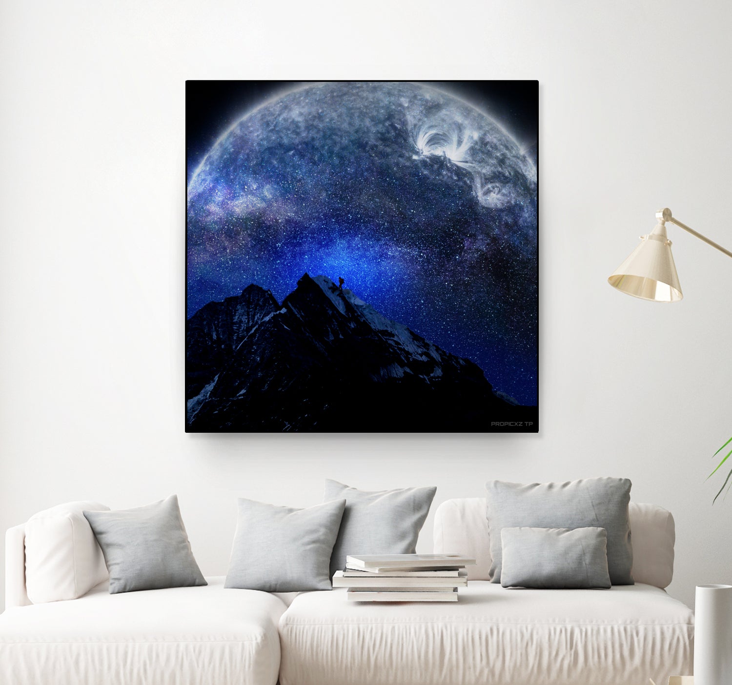 Man Hiking Night Sky A Visual Art by Rushikesh Jadhav on GIANT ART - blue digital drawing