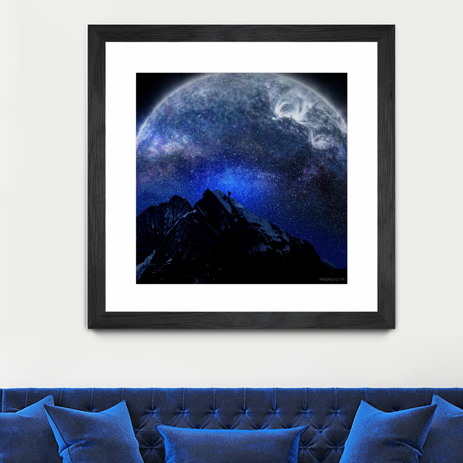 Man Hiking Night Sky A Visual Art by Rushikesh Jadhav on GIANT ART - blue digital drawing