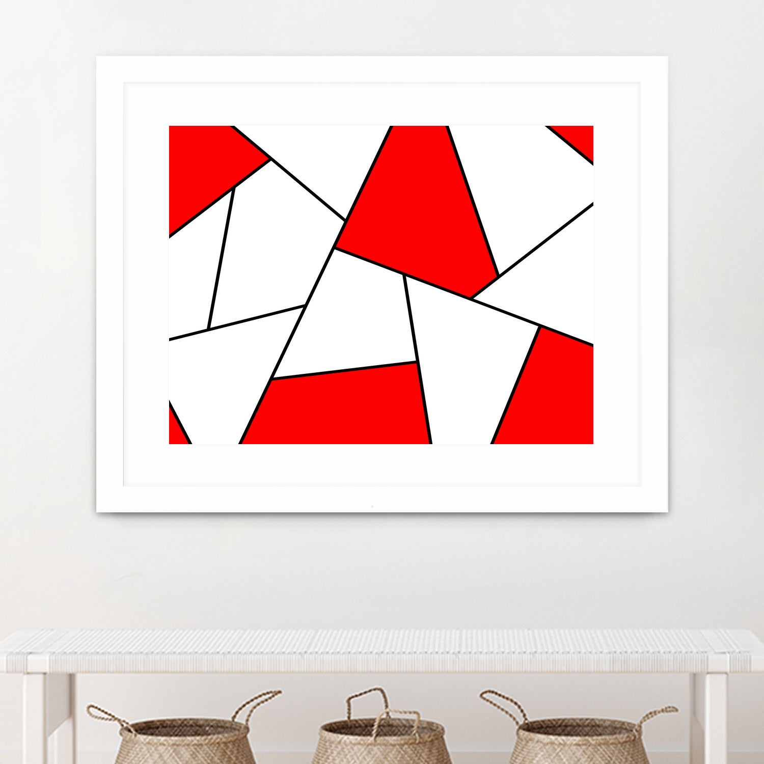 Abstract geometric pattern - red, black and white. by Keren Shiker on GIANT ART - red digital painting