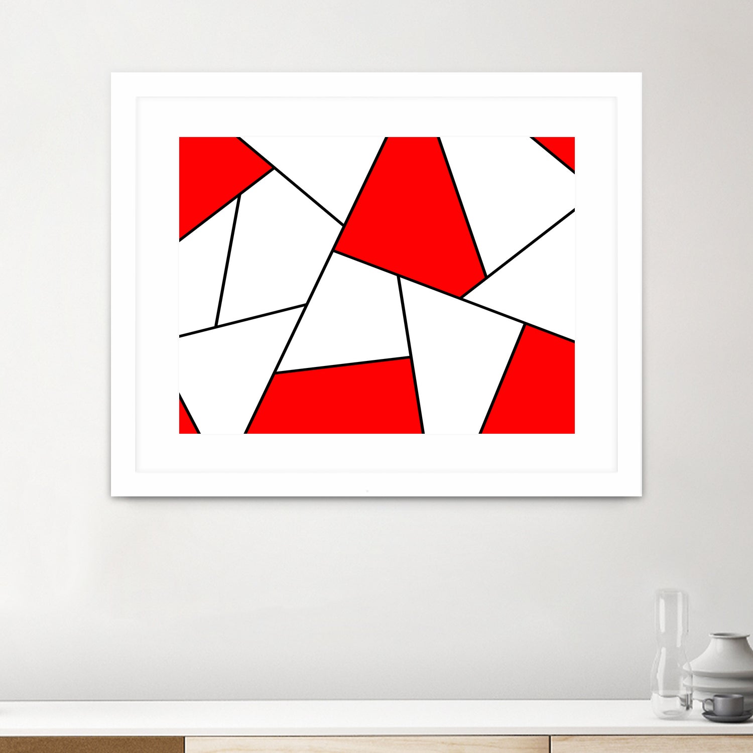 Abstract geometric pattern - red, black and white. by Keren Shiker on GIANT ART - red digital painting