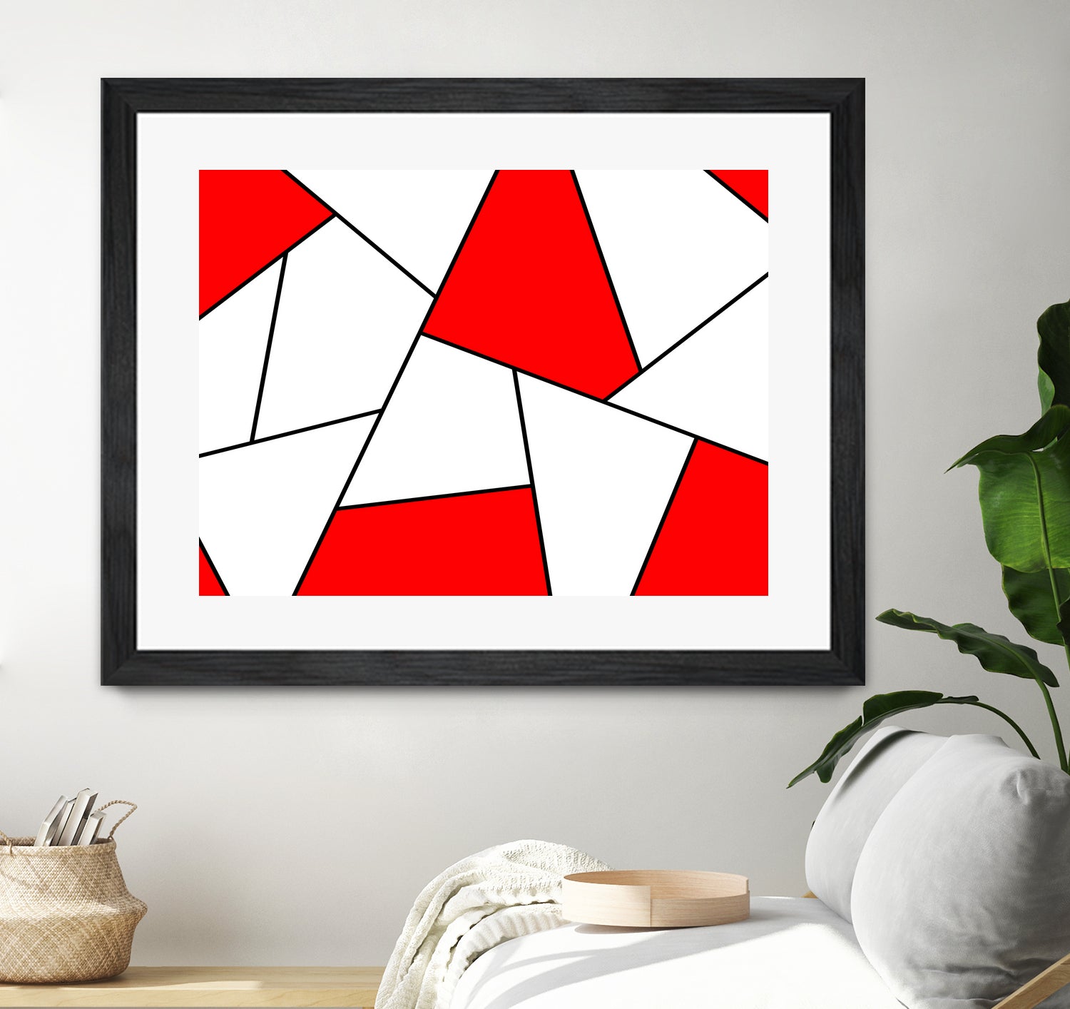 Abstract geometric pattern - red, black and white. by Keren Shiker on GIANT ART - red digital painting