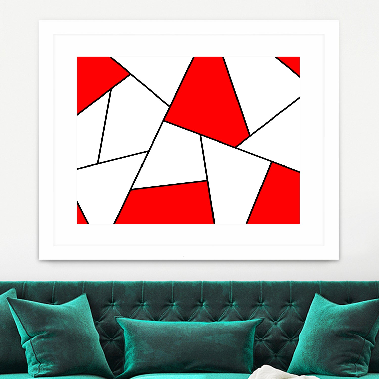 Abstract geometric pattern - red, black and white. by Keren Shiker on GIANT ART - red digital painting