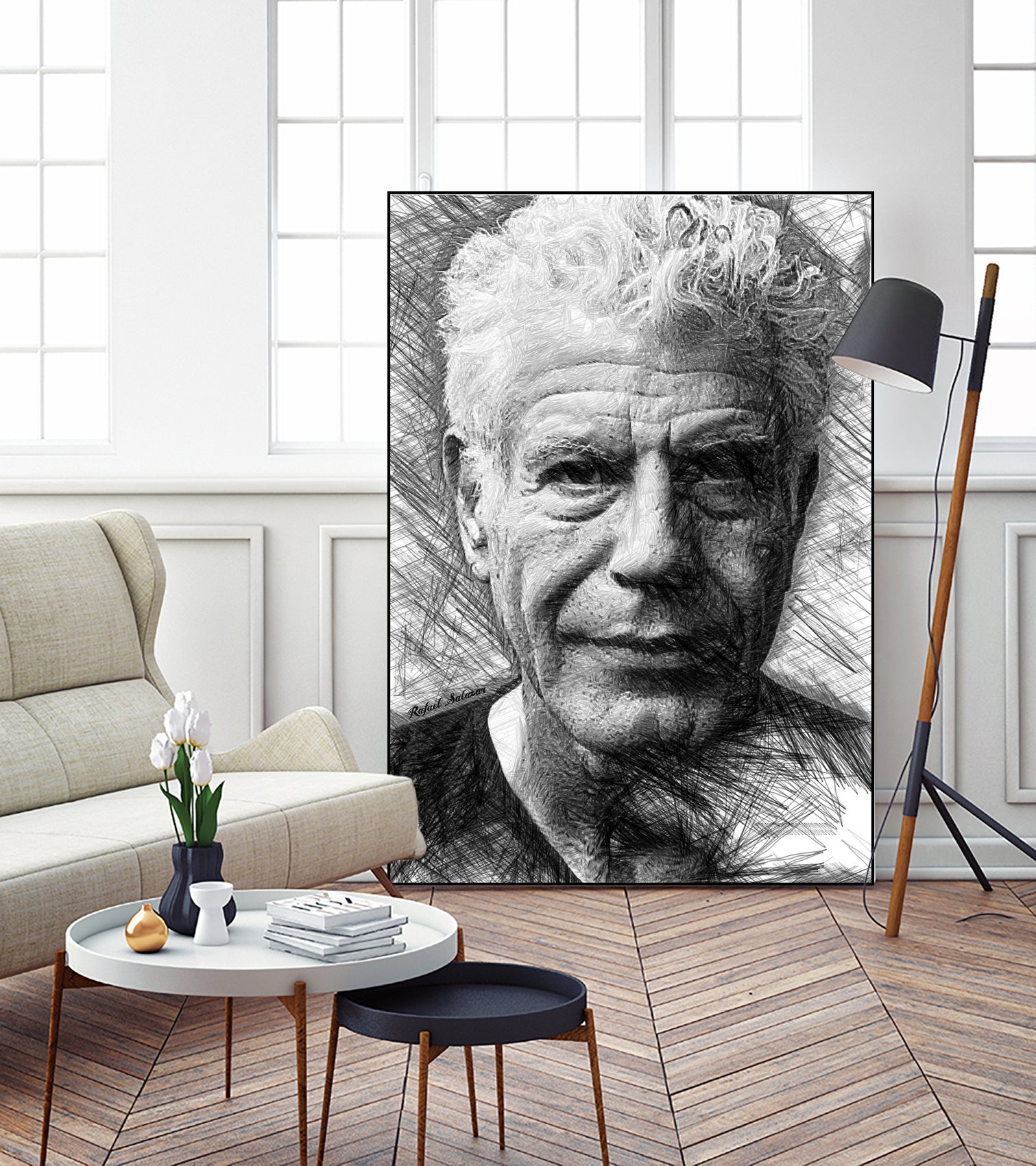 Anthony Bourdain by Rafael Salazar on GIANT ART - black mixed media