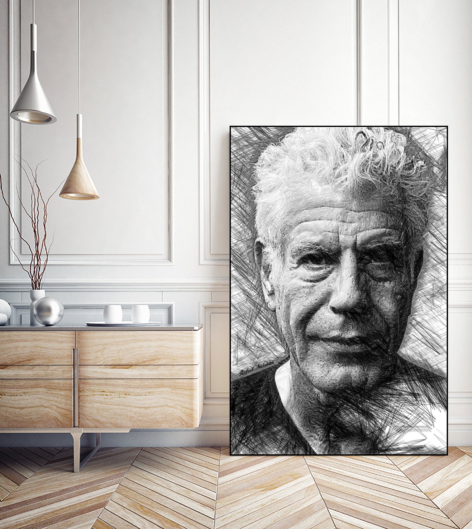 Anthony Bourdain by Rafael Salazar on GIANT ART - black mixed media