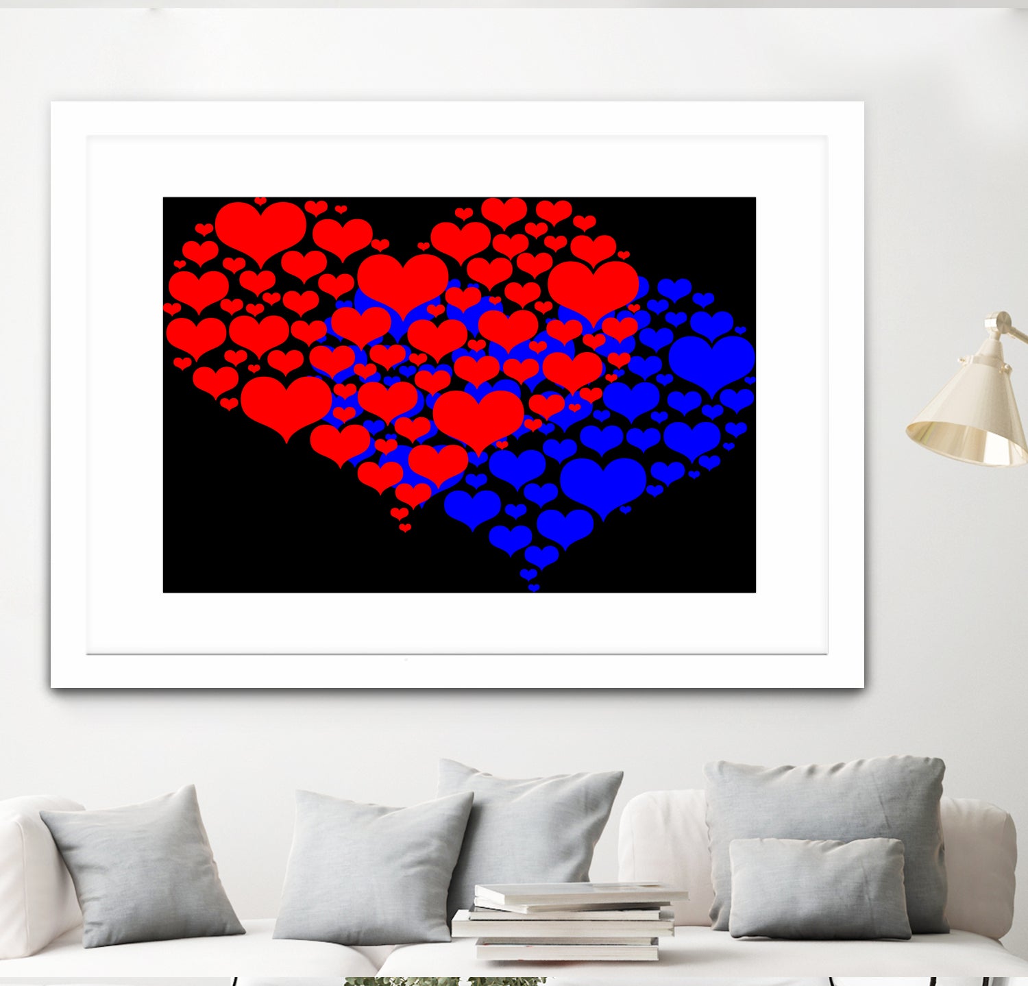 Two hearts blue and red by Daniel Danco on GIANT ART - red vector illustration