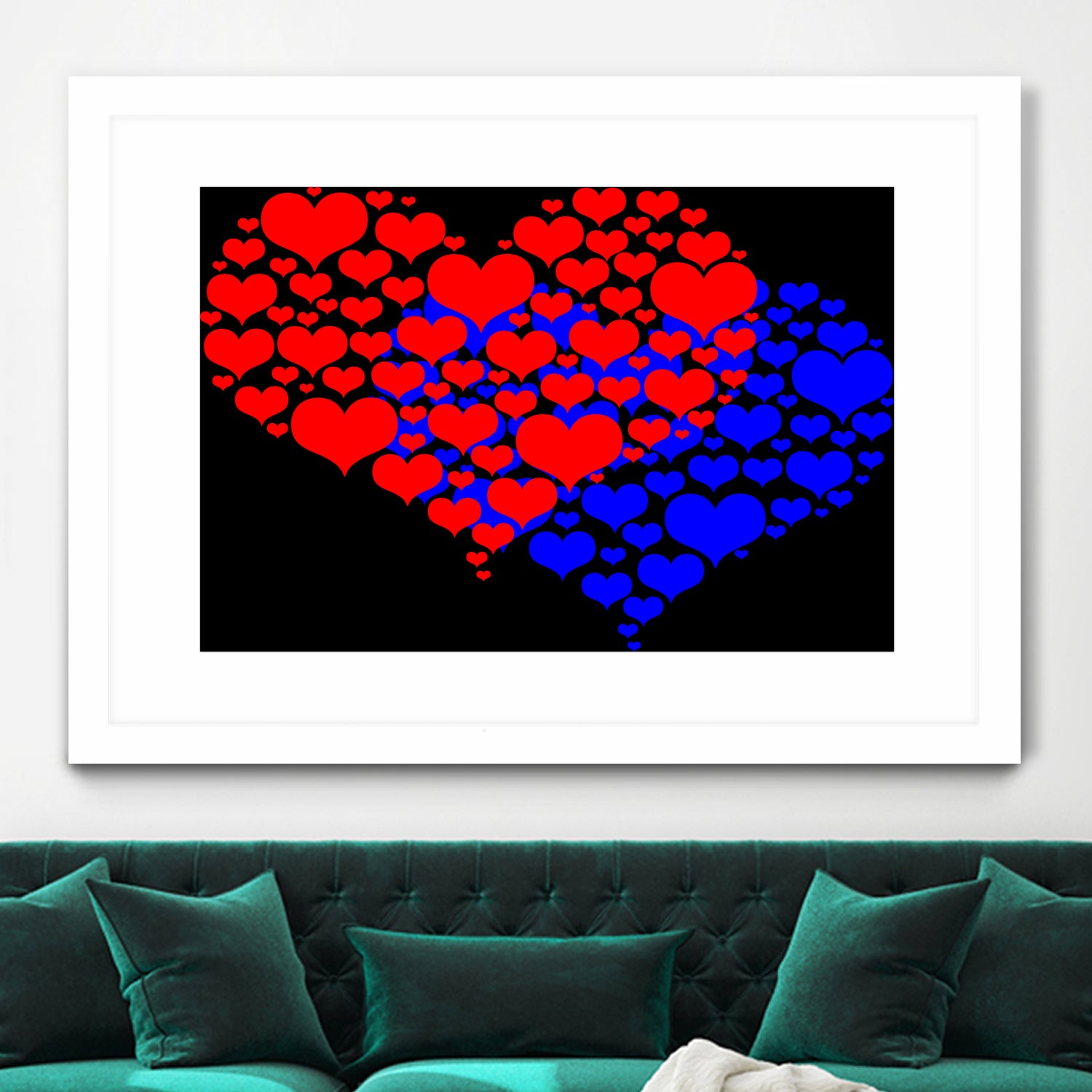 Two hearts blue and red by Daniel Danco on GIANT ART - red vector illustration