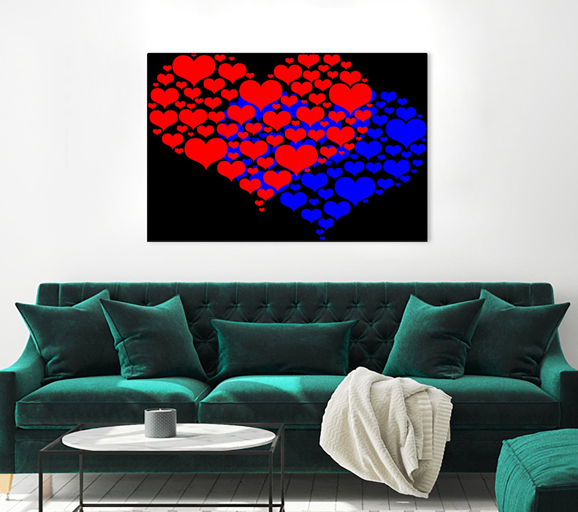 Two hearts blue and red by Daniel Danco on GIANT ART - red vector illustration