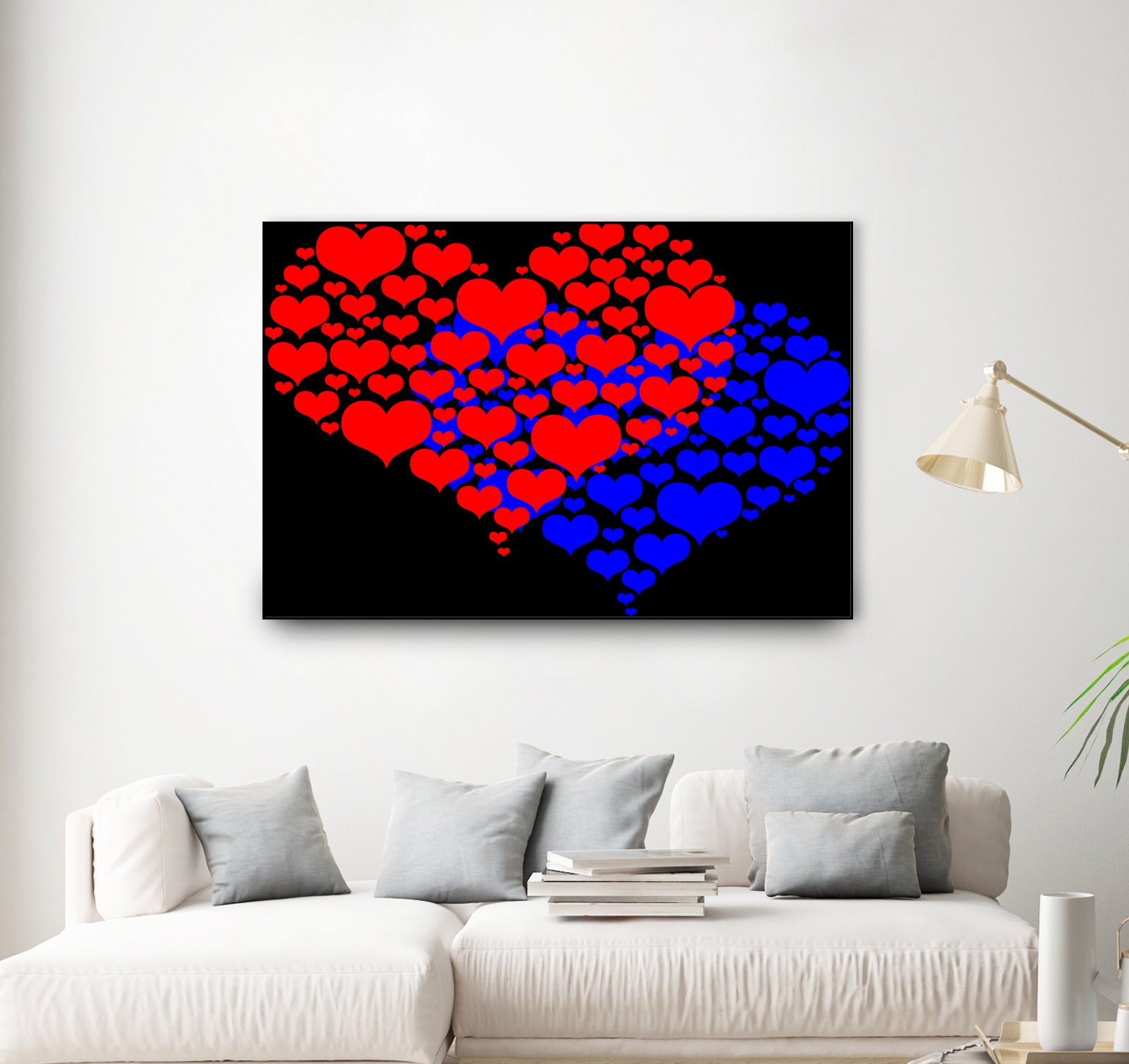 Two hearts blue and red by Daniel Danco on GIANT ART - red vector illustration