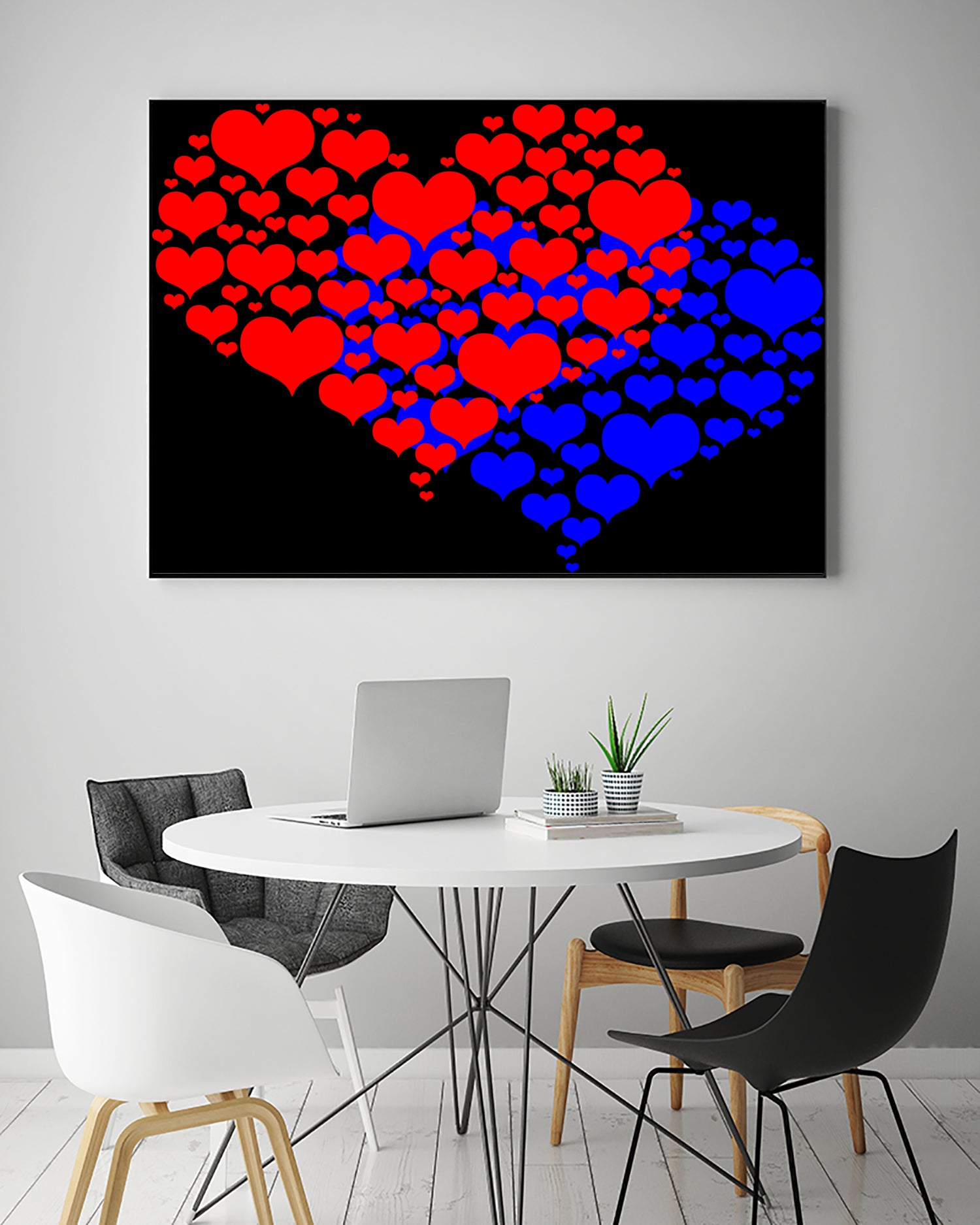 Two hearts blue and red by Daniel Danco on GIANT ART - red vector illustration