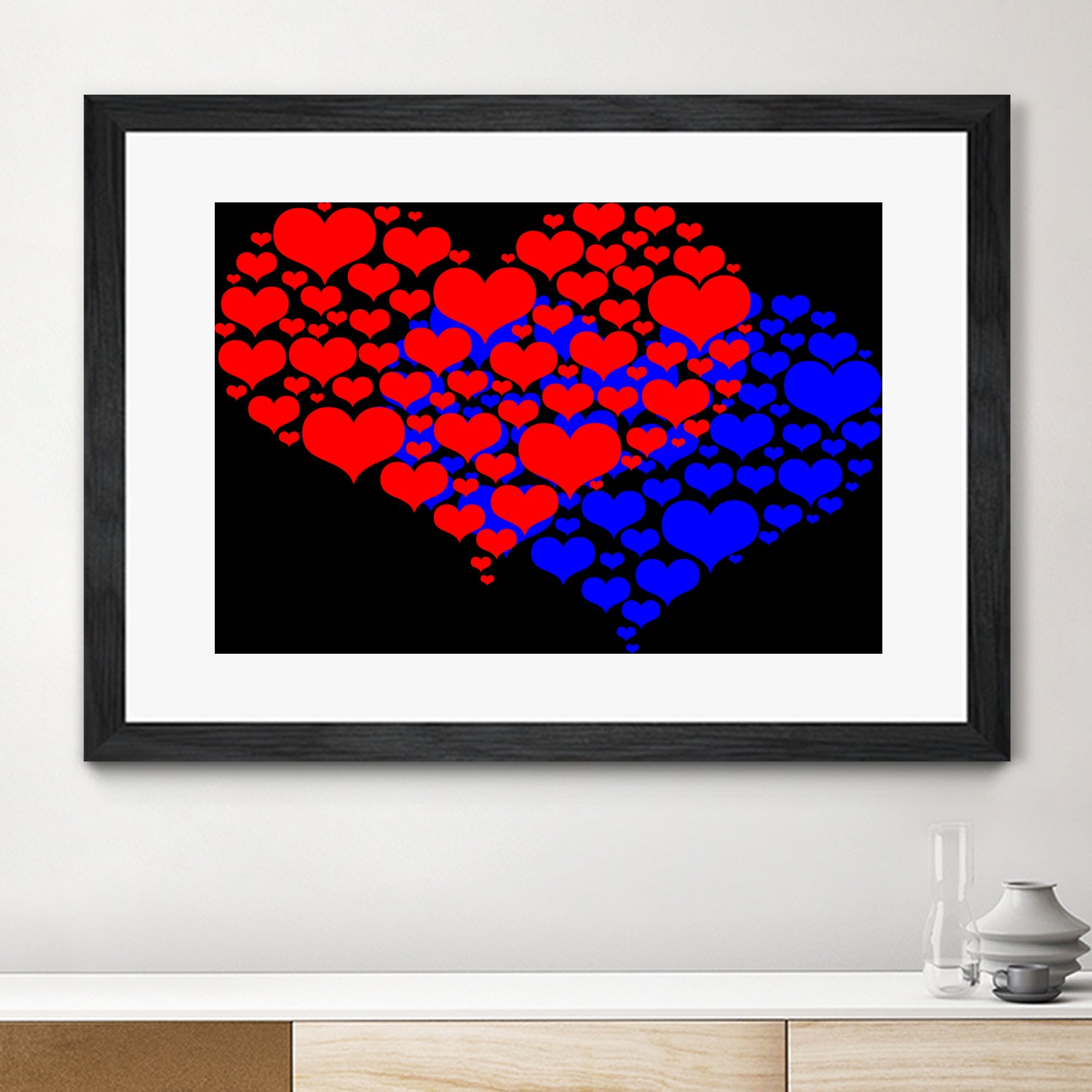 Two hearts blue and red by Daniel Danco on GIANT ART - red vector illustration