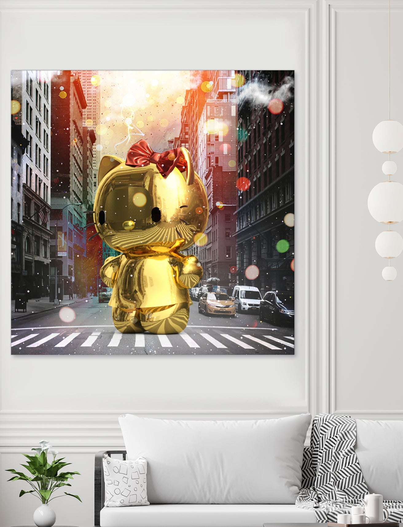 Gold Kitty in New York City by Vin Zzep on GIANT ART - white digital painting