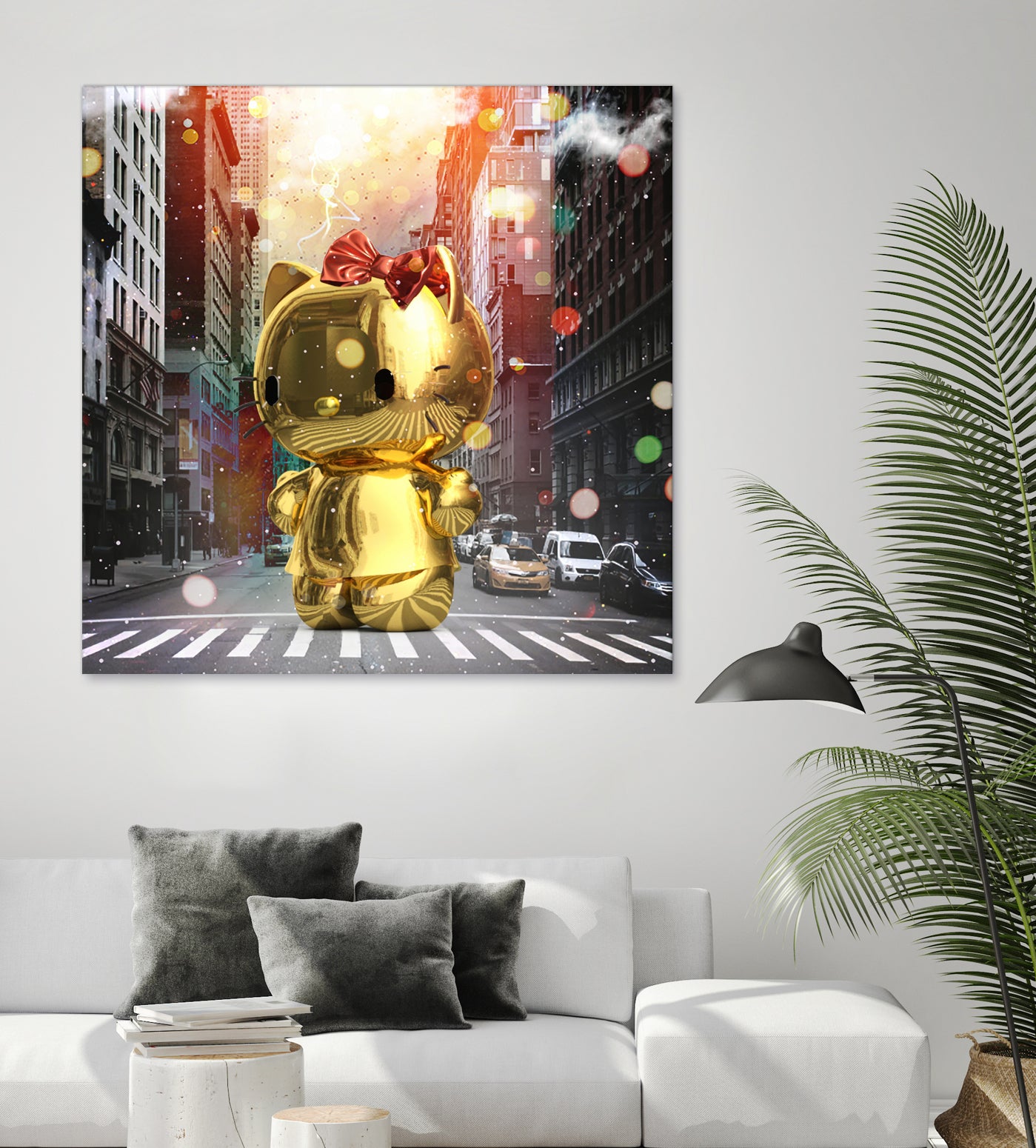 Gold Kitty in New York City by Vin Zzep on GIANT ART - white digital painting