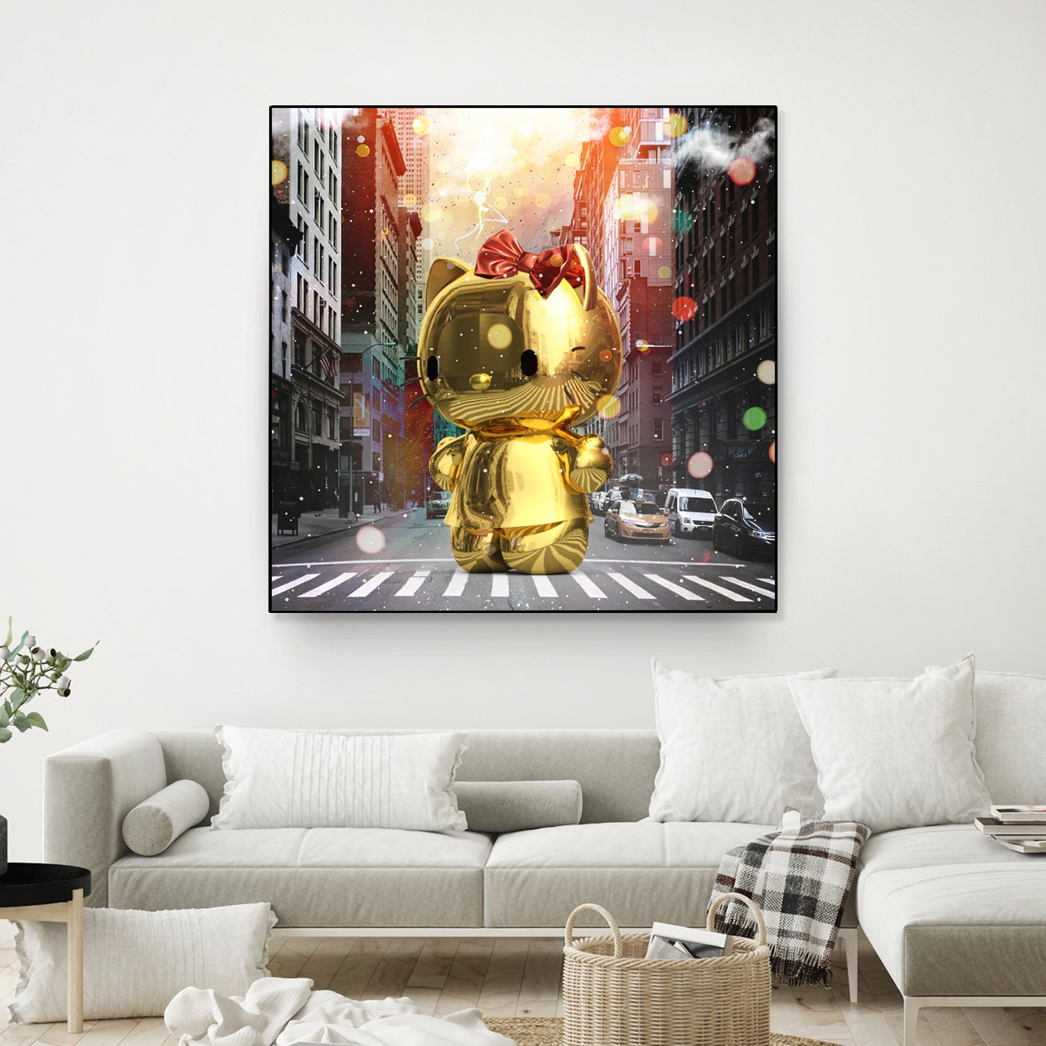 Gold Kitty in New York City by Vin Zzep on GIANT ART - white digital painting