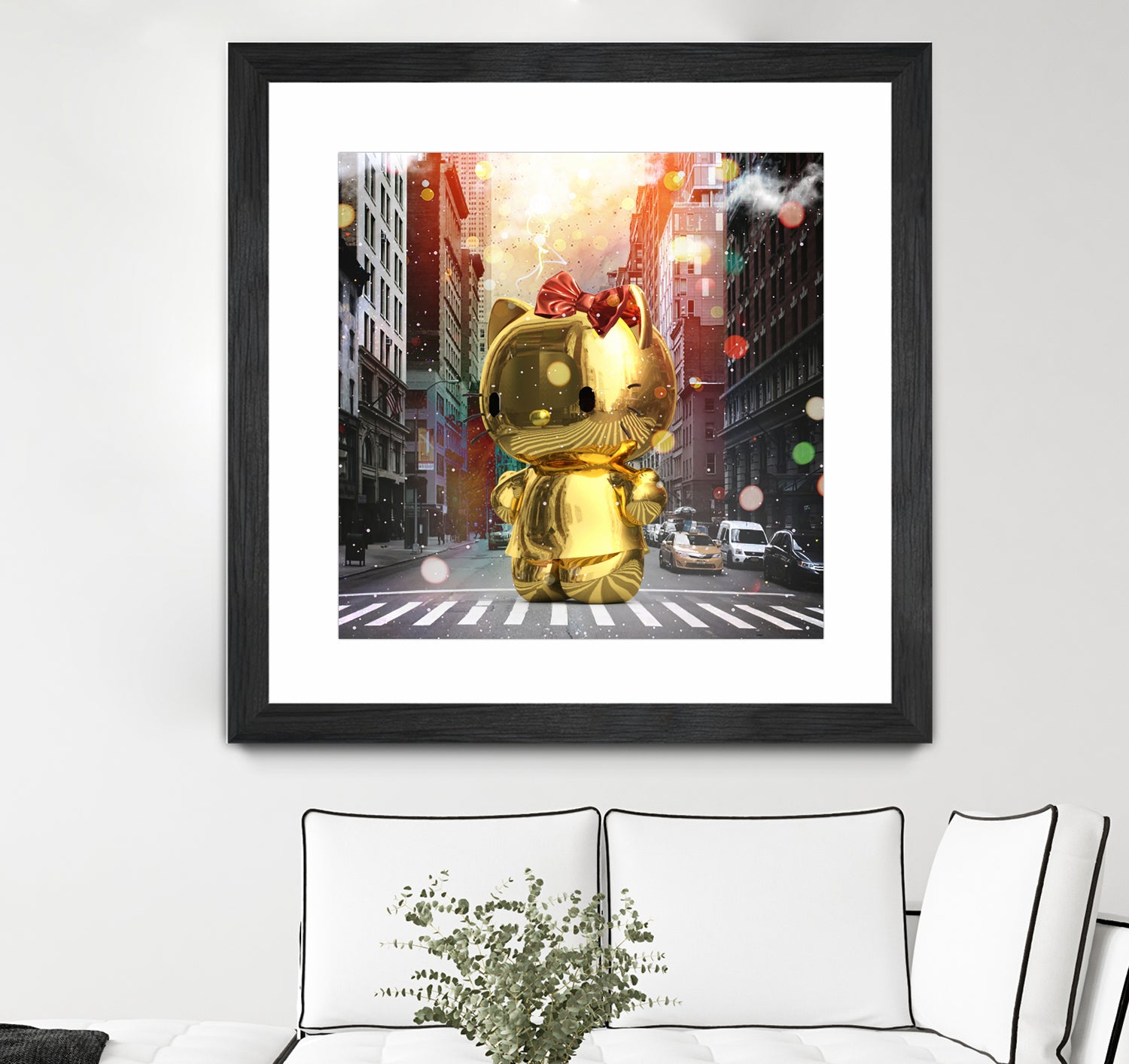 Gold Kitty in New York City by Vin Zzep on GIANT ART - white digital painting