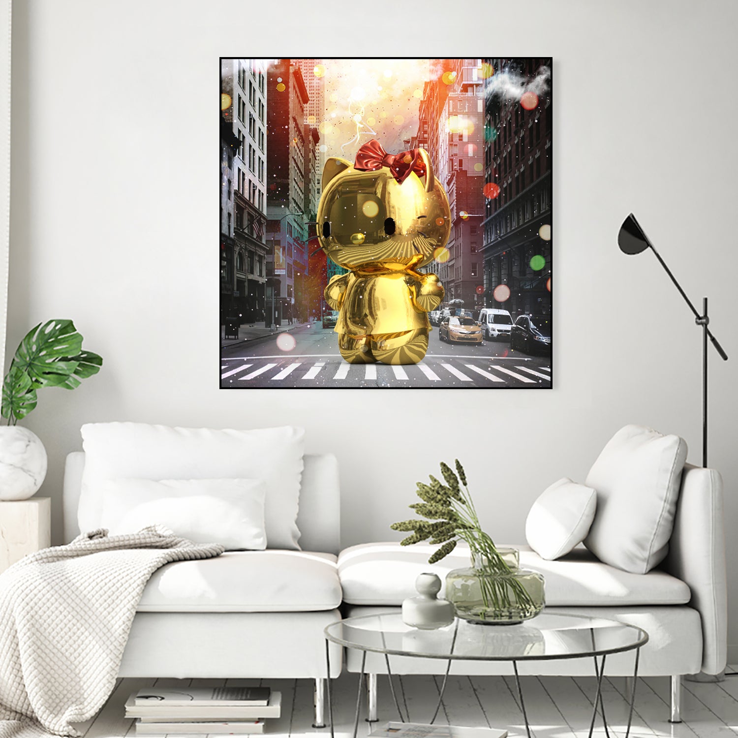 Gold Kitty in New York City by Vin Zzep on GIANT ART - white digital painting