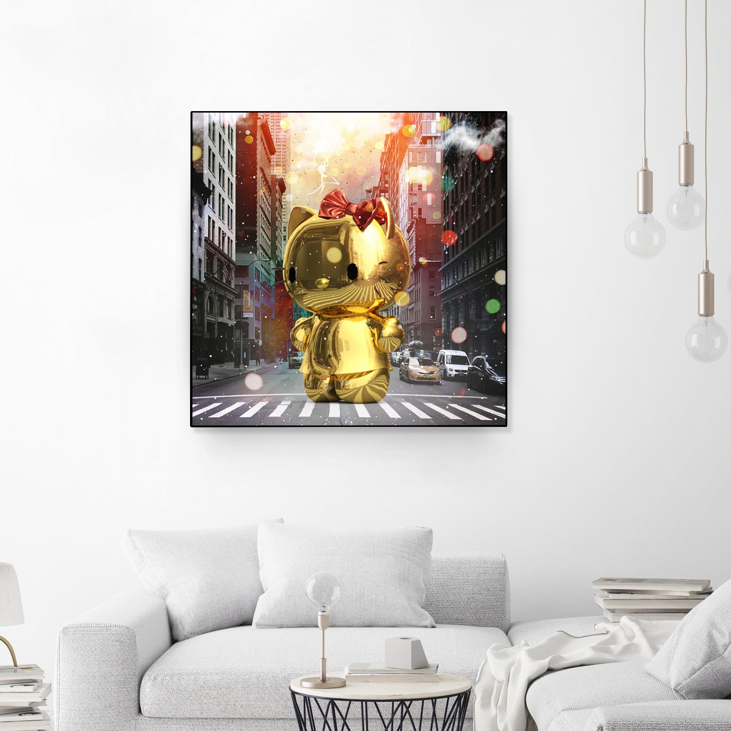 Gold Kitty in New York City by Vin Zzep on GIANT ART - white digital painting