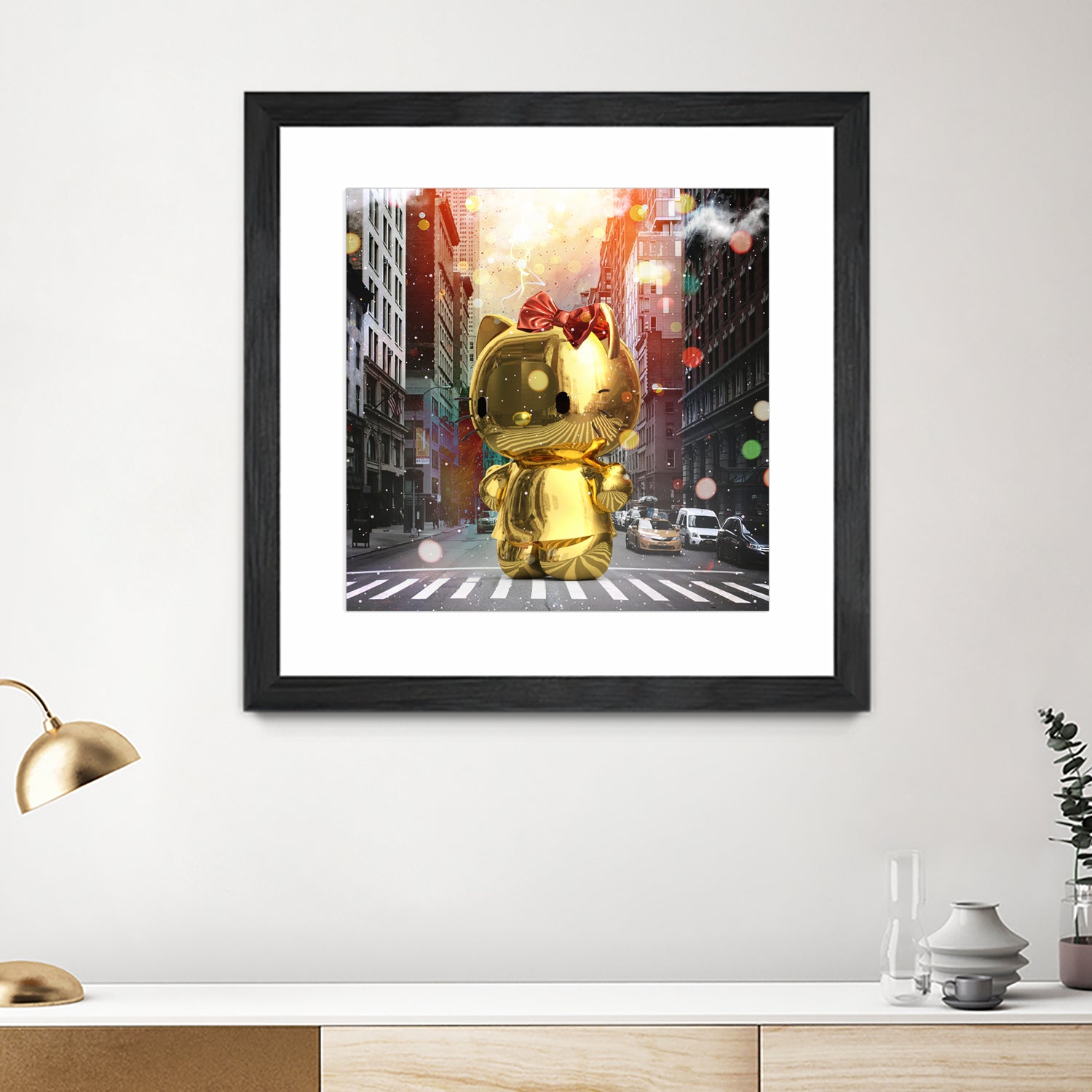 Gold Kitty in New York City by Vin Zzep on GIANT ART - white digital painting