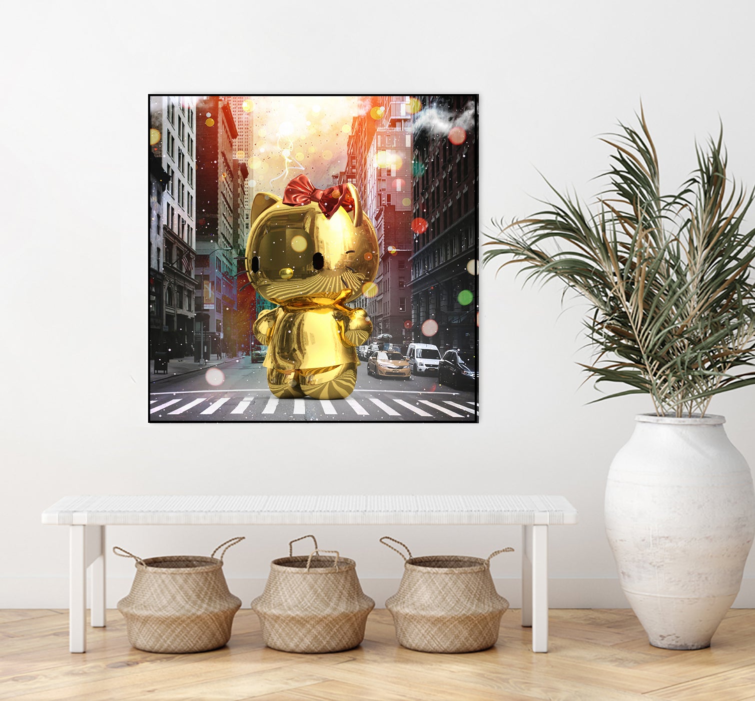 Gold Kitty in New York City by Vin Zzep on GIANT ART - white digital painting