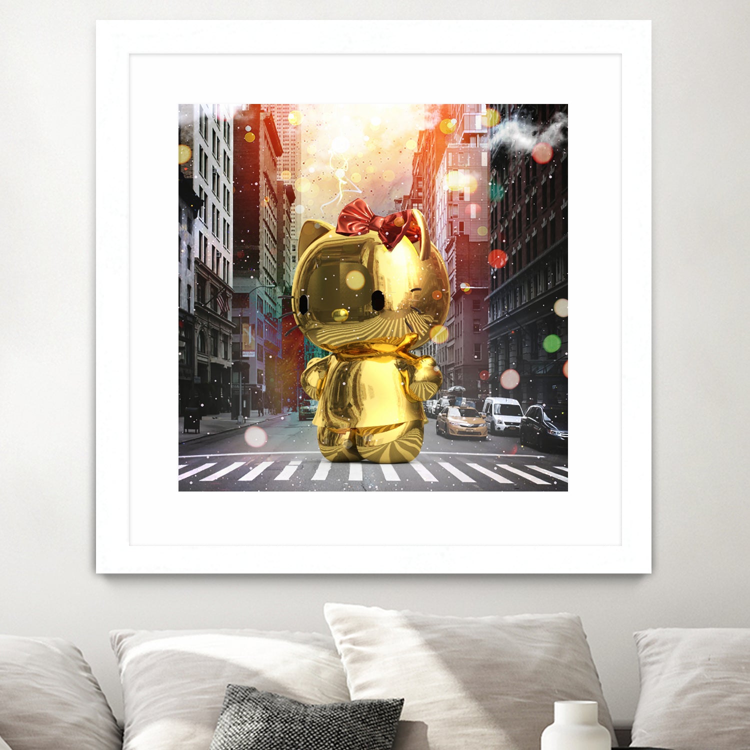 Gold Kitty in New York City by Vin Zzep on GIANT ART - white digital painting