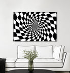 Optical illusion - chessboard swirl, by Daniel Danco on GIANT ART - black vector illustration