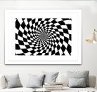 Optical illusion - chessboard swirl, by Daniel Danco on GIANT ART - black vector illustration