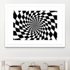 Optical illusion - chessboard swirl, by Daniel Danco on GIANT ART - black vector illustration