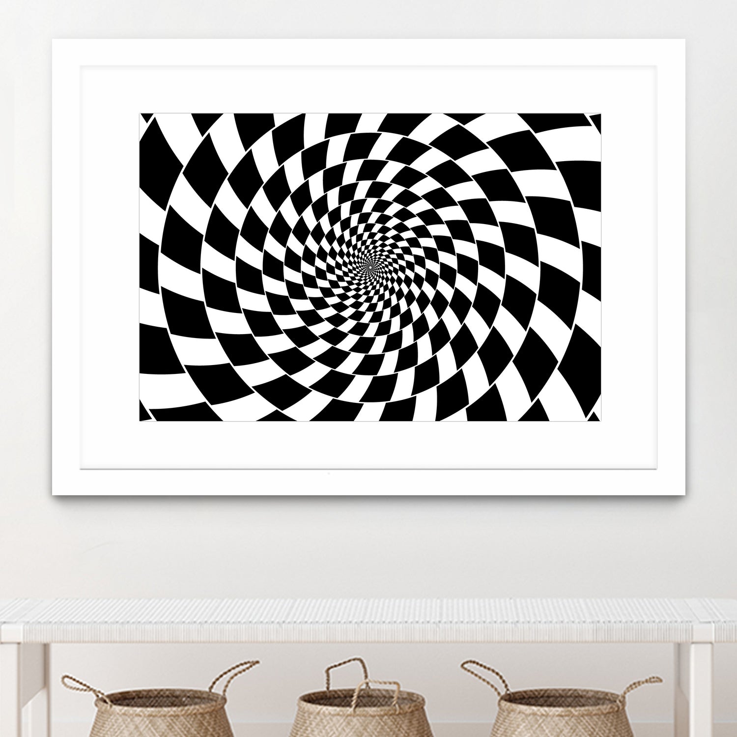 Optical illusion - chessboard swirl, by Daniel Danco on GIANT ART - black vector illustration