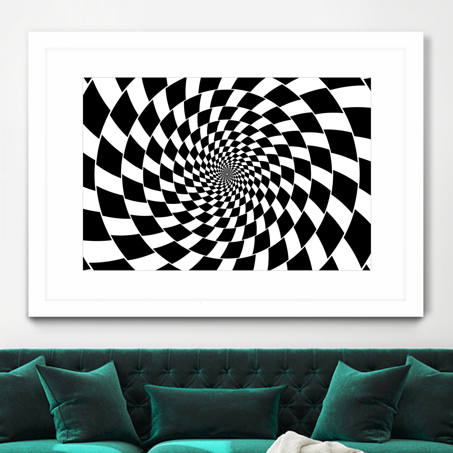 Optical illusion - chessboard swirl, by Daniel Danco on GIANT ART - black vector illustration