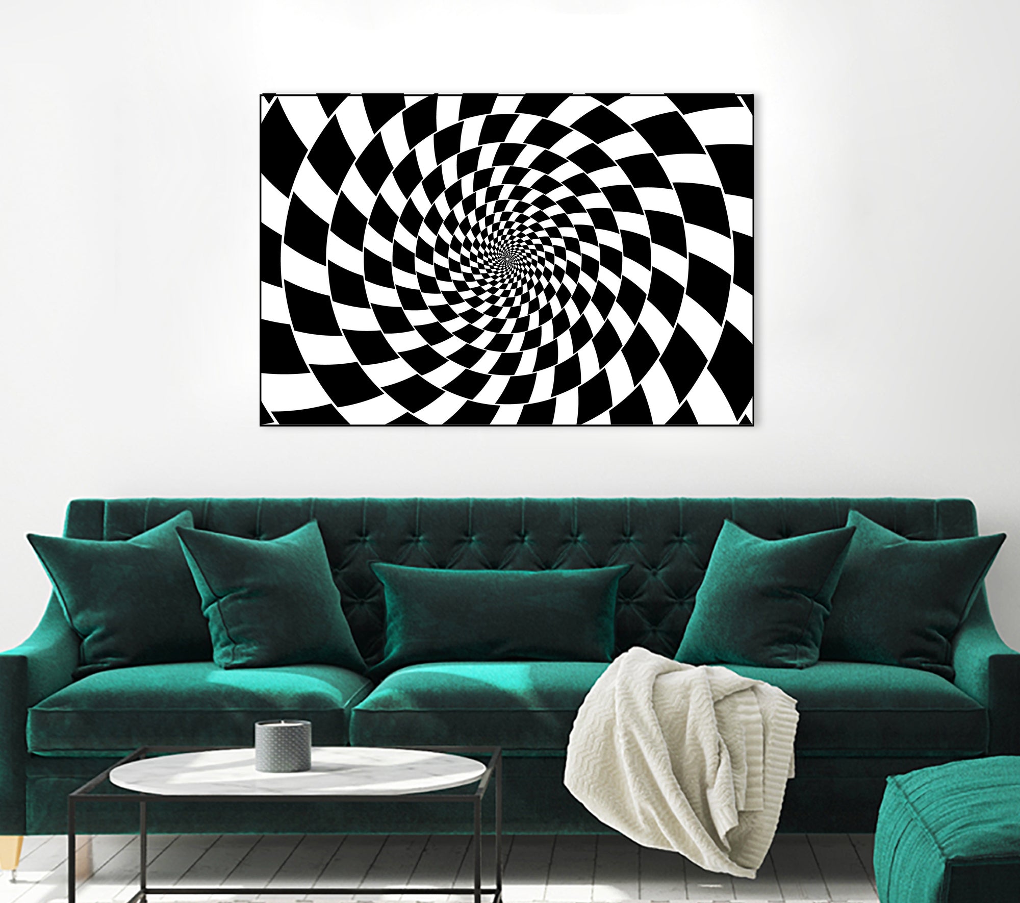 Optical illusion - chessboard swirl, by Daniel Danco on GIANT ART - black vector illustration