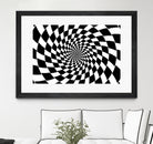 Optical illusion - chessboard swirl, by Daniel Danco on GIANT ART - black vector illustration