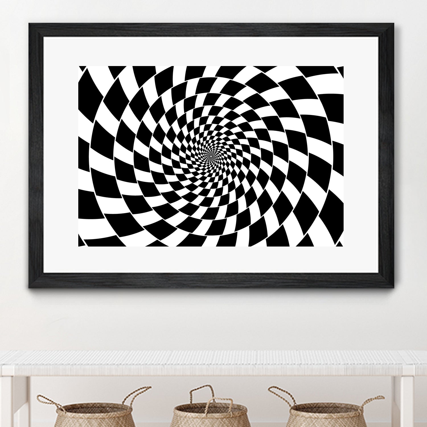 Optical illusion - chessboard swirl, by Daniel Danco on GIANT ART - black vector illustration