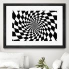 Optical illusion - chessboard swirl, by Daniel Danco on GIANT ART - black vector illustration