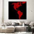 Map of continent America - illustration by Daniel Danco on GIANT ART - red vector illustration