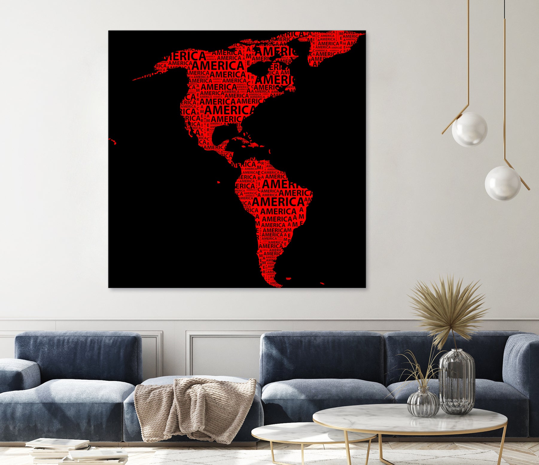 Map of continent America - illustration by Daniel Danco on GIANT ART - red vector illustration