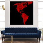 Map of continent America - illustration by Daniel Danco on GIANT ART - red vector illustration