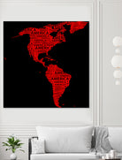 Map of continent America - illustration by Daniel Danco on GIANT ART - red vector illustration