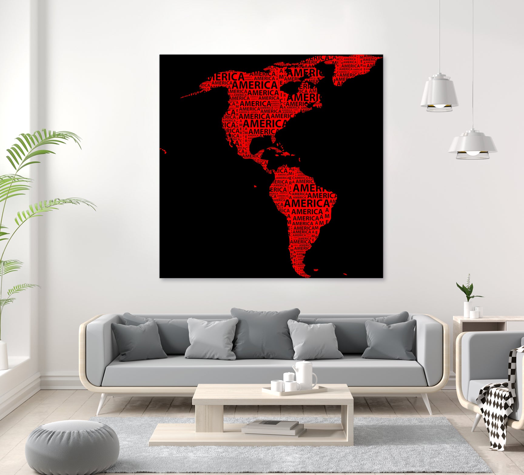 Map of continent America - illustration by Daniel Danco on GIANT ART - red vector illustration