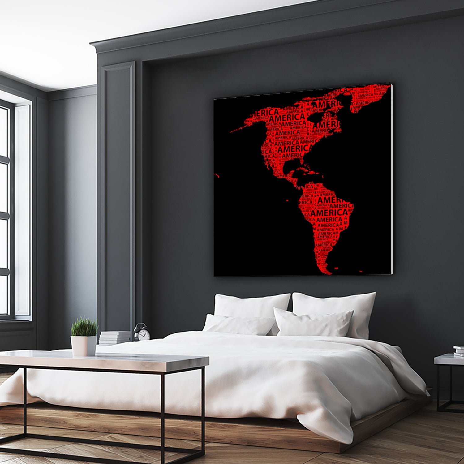 Map of continent America - illustration by Daniel Danco on GIANT ART - red vector illustration