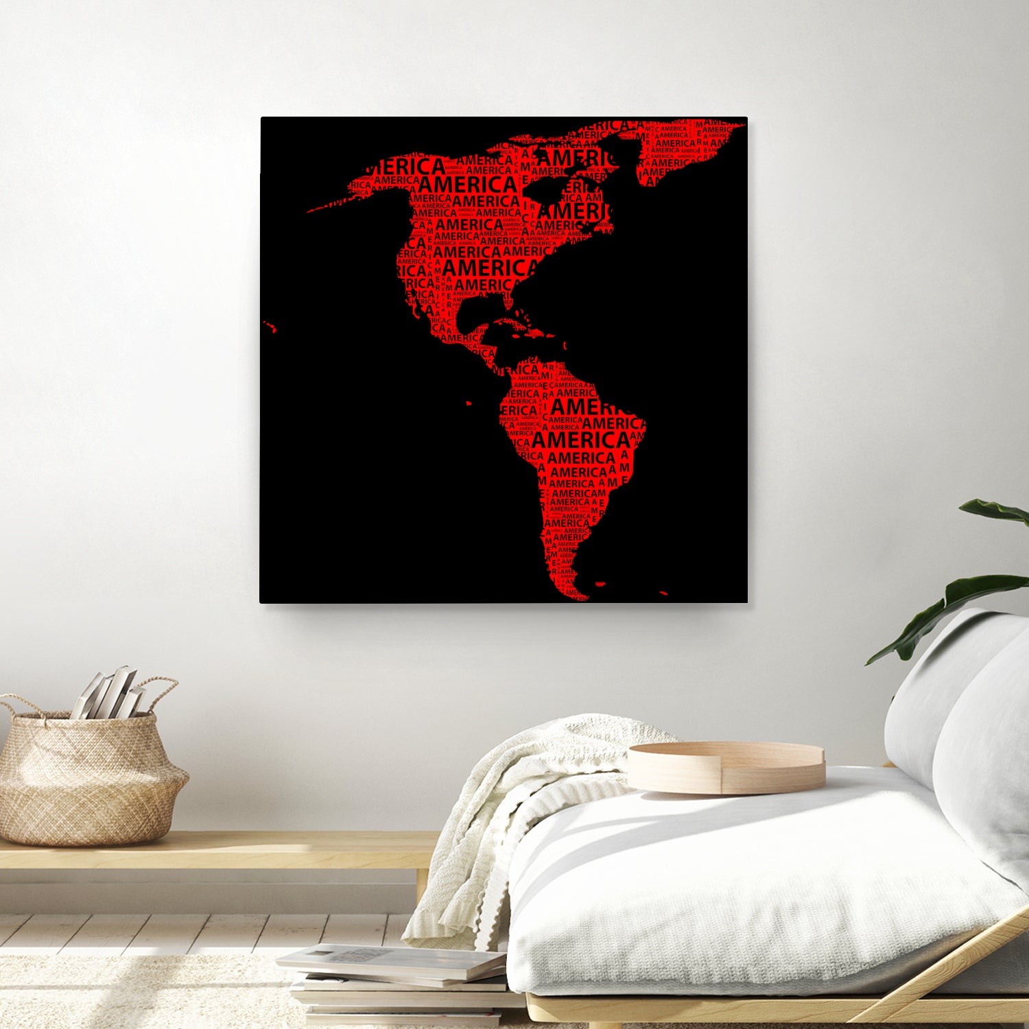 Map of continent America - illustration by Daniel Danco on GIANT ART - red vector illustration