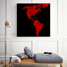 Map of continent America - illustration by Daniel Danco on GIANT ART - red vector illustration