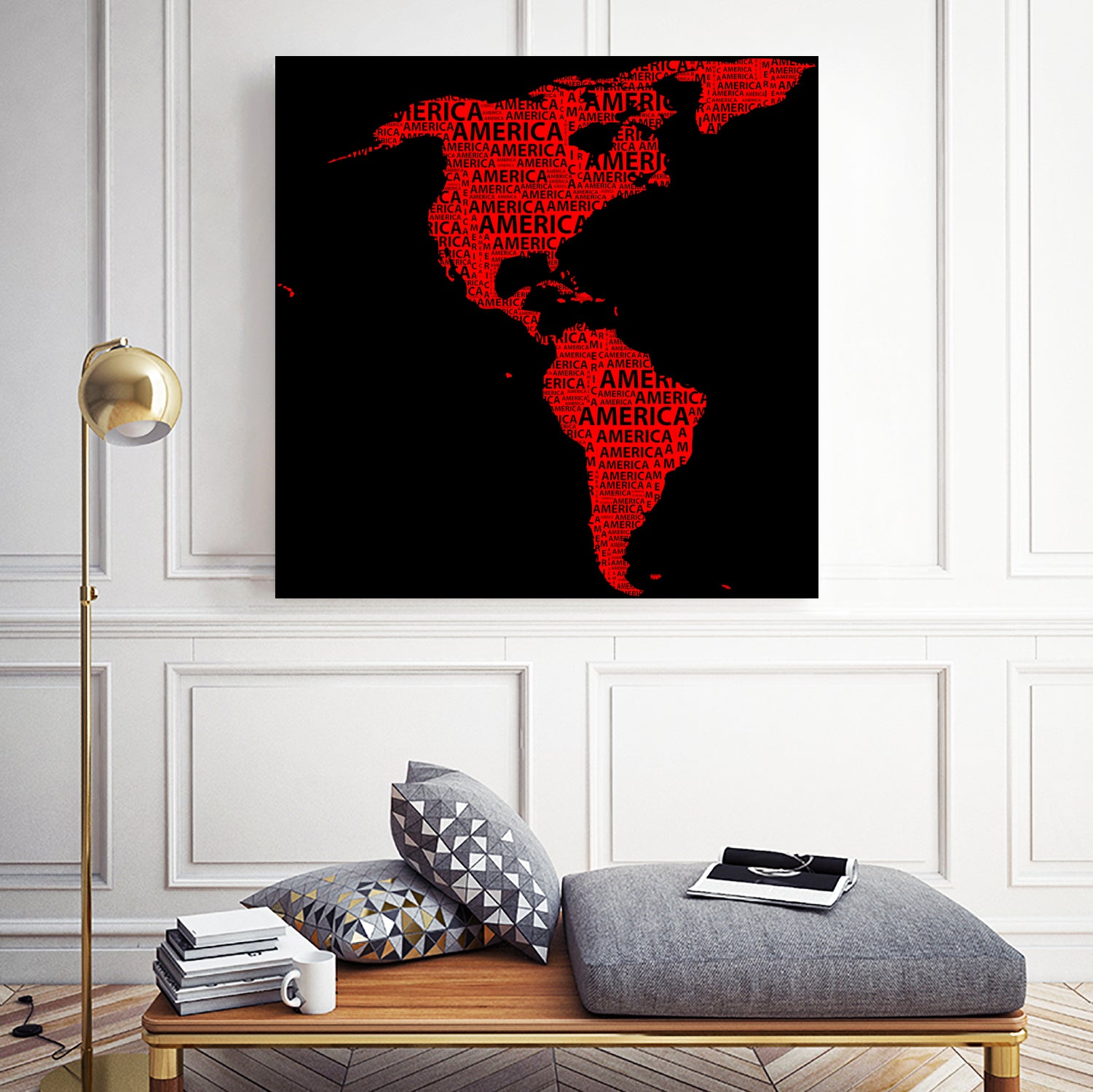 Map of continent America - illustration by Daniel Danco on GIANT ART - red vector illustration