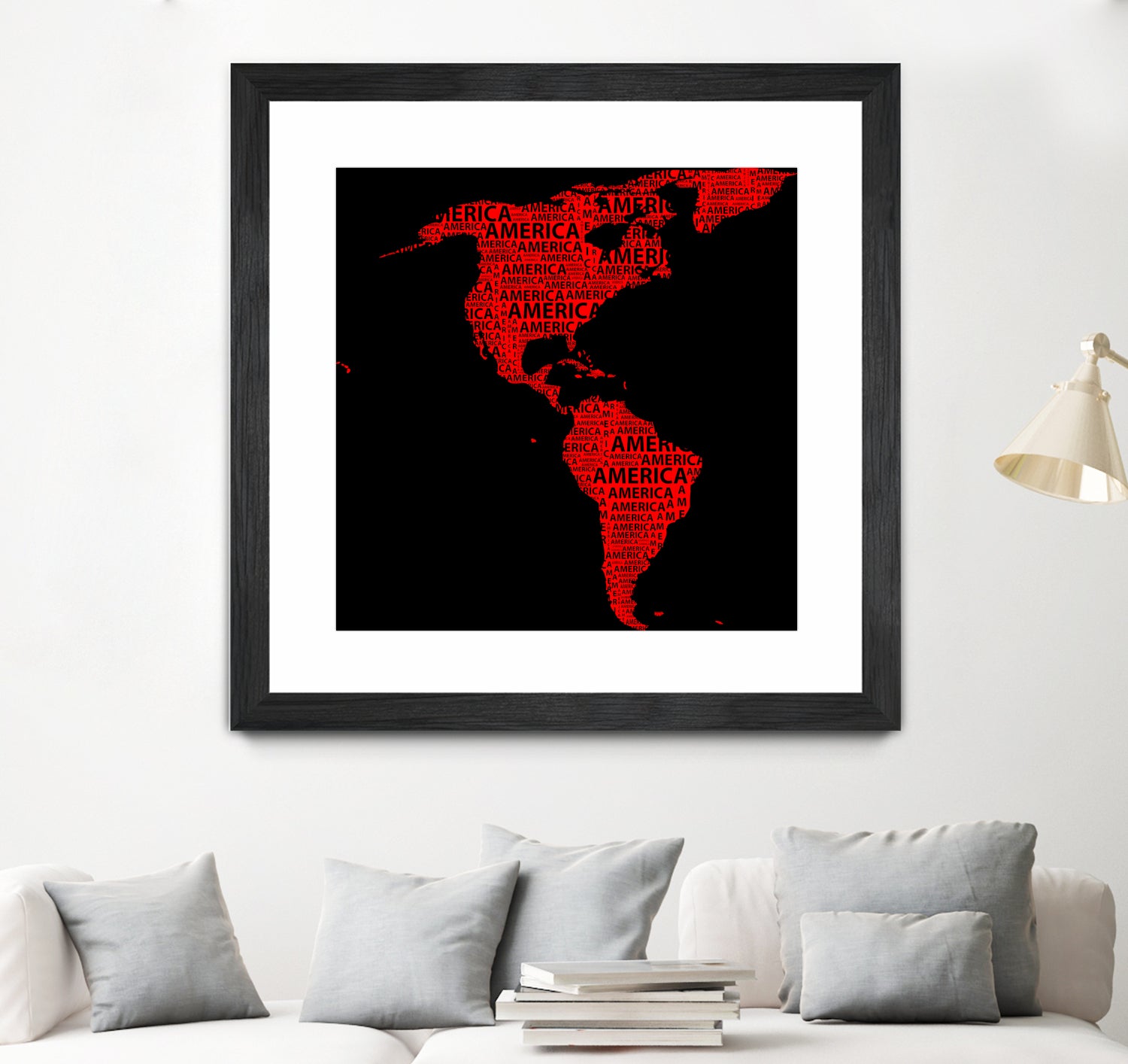 Map of continent America - illustration by Daniel Danco on GIANT ART - red vector illustration