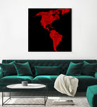 Map of continent America - illustration by Daniel Danco on GIANT ART - red vector illustration