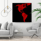 Map of continent America - illustration by Daniel Danco on GIANT ART - red vector illustration